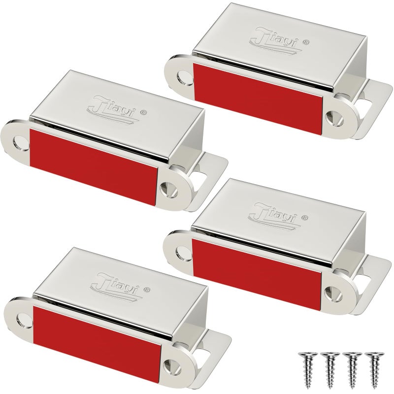 Jiayi Magnetic Catch 4 Pack Magnetic Cabinet Latch 30 lbs Cabinet Door Magnets Closure Stainless Steel Magnetic Door Closures for Kitchen Wardrobe Door Close Closet - Image 1